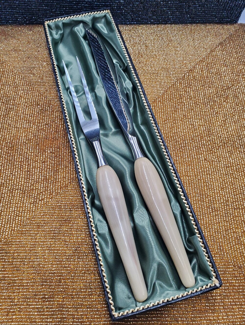 Vintage Peaso Solingen Germany 2 Piece Carving Set in Box Stainless Cutlery (C39